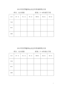 XXXX年春季趣味运动会单项成绩统计表