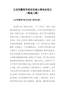 公安民警筑牢政治忠诚心得体会范文（精选三篇）