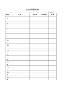 【管理表格】上交礼品登记表