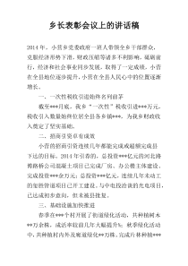 乡长表彰会议上的讲话稿