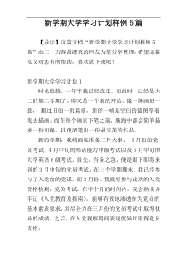 新学期大学学习计划样例5篇