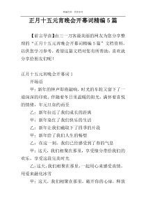 正月十五元宵晚会开幕词精编5篇