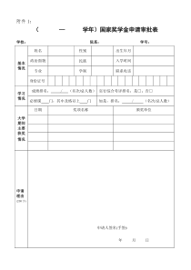 XXXX国家奖学金文件、表格、填写说明等