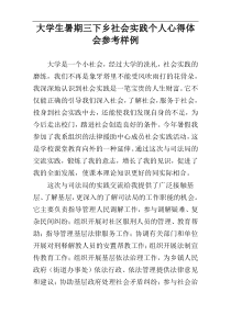 大学生暑期三下乡社会实践个人心得体会参考样例