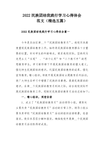 2022民族团结我践行学习心得体会范文（精选五篇）