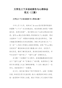 大学生三下乡活动报告与心得体会范文（三篇）