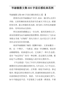 毕淑敏散文集600字读后感经典范例