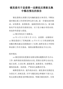 镇党委关于县委第一巡察组反馈意见集中整改情况的报告