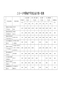 二0一0年房地产开发企业计划一览表