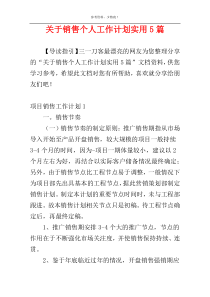 关于销售个人工作计划实用5篇