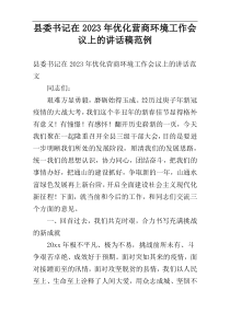 县委书记在2023年优化营商环境工作会议上的讲话稿范例