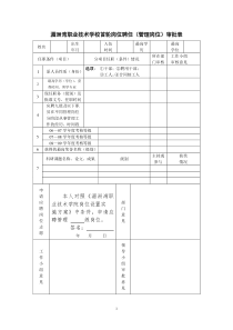 湄洲湾职业技术学校首轮岗位聘任(管理岗位)审批表