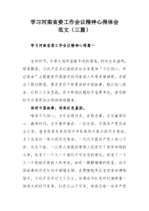 学习河南省委工作会议精神心得体会范文（三篇）