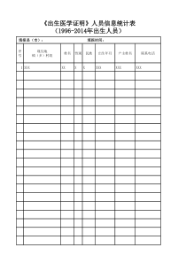 医学证明统计表总