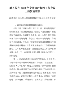 副县长在2023年全县追赶超越工作会议上的发言范例