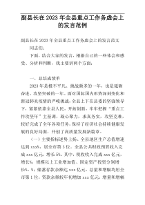 副县长在2023年全县重点工作务虚会上的发言范例