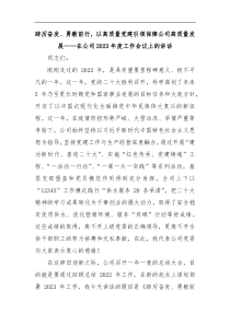 踔厉奋发勇毅前行以高质量党建引领保障公司高质量发展在公司2023年度工作会议上的讲话