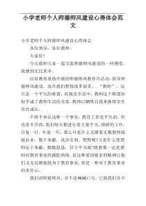 小学老师个人师德师风建设心得体会范文