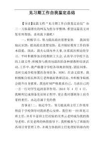 见习期工作自我鉴定总结