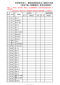 学校负责人、新闻信息报送具办人联系方式统计表