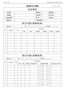 企业用工计划表