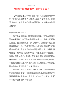 环境污染调查报告（参考3篇）