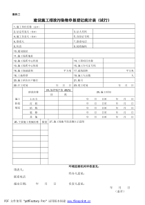 建设施工排放污染物申报登记统计表(试行)