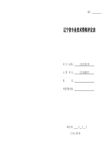 辽宁省专业技术资格评定表