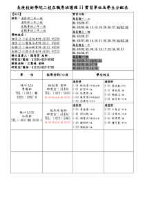 长庚技术学院二技在职专班护理II实习单位及学生分配表