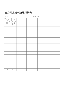 客房用品消耗统计月报表