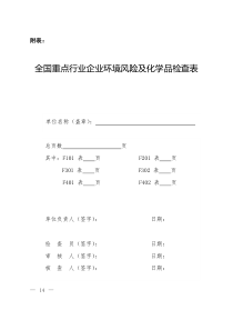 全国重点行业企业环境风险及化学品检查表-附表