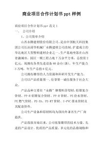 商业项目合作计划书ppt样例