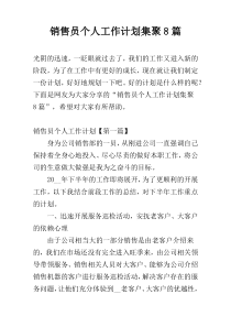 销售员个人工作计划集聚8篇