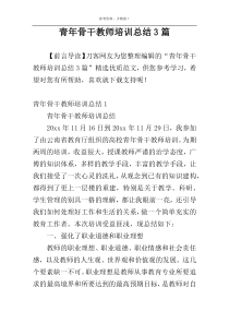 青年骨干教师培训总结3篇