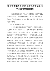 某公司党委班子2023年度民主生活会六个方面对照检查材料