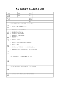 XX集团公司员工自我鉴定表