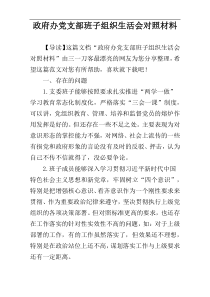 政府办党支部班子组织生活会对照材料