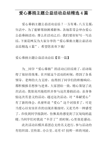 爱心募捐主题公益活动总结精选4篇