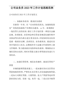 公司业务员2023年工作计划思路范例