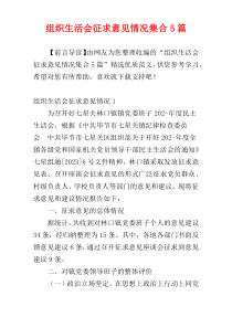 组织生活会征求意见情况集合5篇