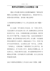 教师试用期转正总结精选5篇