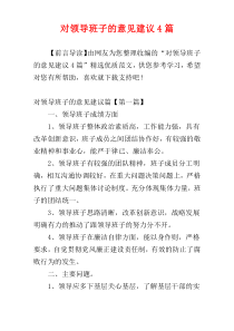 对领导班子的意见建议4篇