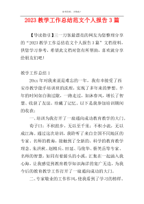 2023教学工作总结范文个人报告3篇