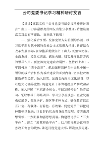 公司党委书记学习精神研讨发言