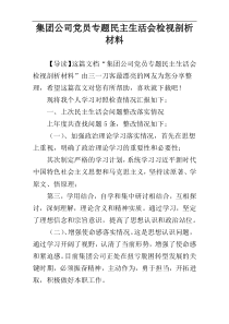 集团公司党员专题民主生活会检视剖析材料