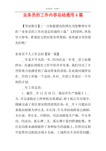 业务员的工作内容总结通用4篇