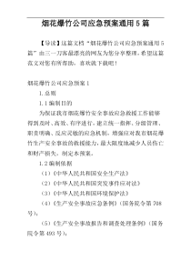 烟花爆竹公司应急预案通用5篇