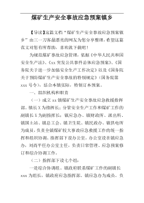 煤矿生产安全事故应急预案镇乡