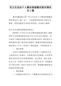 民主生活会个人整改措施整改落实情况共3篇