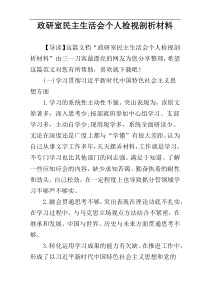 政研室民主生活会个人检视剖析材料